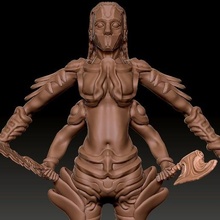 mother steel dnd character female booty thicc art armor weapon axe blade dagger 4arms woman dndcharacter 3d print model - Mito3D