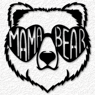 mothers day mama bear wall art mom hearts decor 2d Art sign sunglasses love mommy flowers heart mum madre low poly home decoration holiday 3d print model - Mito3D