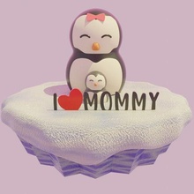 mothers day penguin mom son mother mommy sculture daughter are gift model snow ice 3d print model - Mito3D
