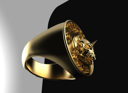 motoclub ring male motorcycle skull 3d print model - Mito3D
