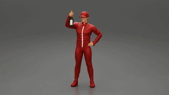 motorbiker celebrates hold champagne bottle Various 164scale 164photography diorama164scale 164scalediecast man boy body character human male sculpture decor diorama figure people print 3d print model - Mito3D