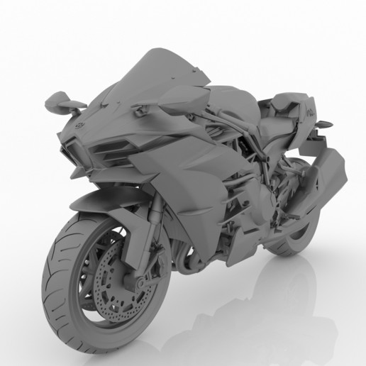 Motorrad kawasaki Ninja h2 3d Modell drucken stl Datei Kunst Aufzeichnung moto Fahrrad Superbike Fahrzeug Rennen motogp Drucken 3D print model - Mito3D