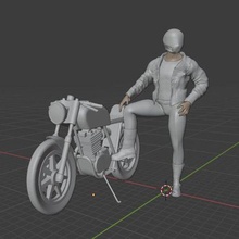 motociclista 2 in piedi moto architettura modellazione resina modellismo donna donne motociclo bicicletta autoscatto posa figura arte umano ragazza modello diorama uomo uomini 3d print model - Mito3D