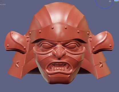 motu origins slamurai kabuto custom head masters toys action figures sculpt bust helmet 3d print model - Mito3D
