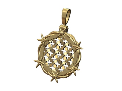 moucharabieh barbwire thornes pendant bail 3d print model arabic islamic arabian moroccan beldi fashion luxury jewelry printable jewellery gold silver round religious 3d print model - Mito3D