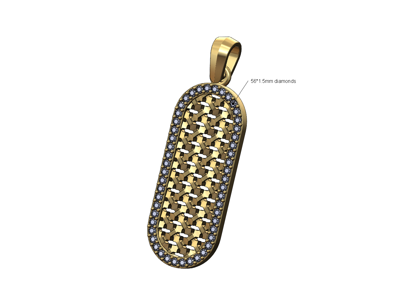 moucharabieh malha diamante fenda pingente fiança 3d impressão modelo joalheria árabe islâmico marroquino Beldi moda luxo imprimível jóias ouro prata oblongo 3D print model - Mito3D