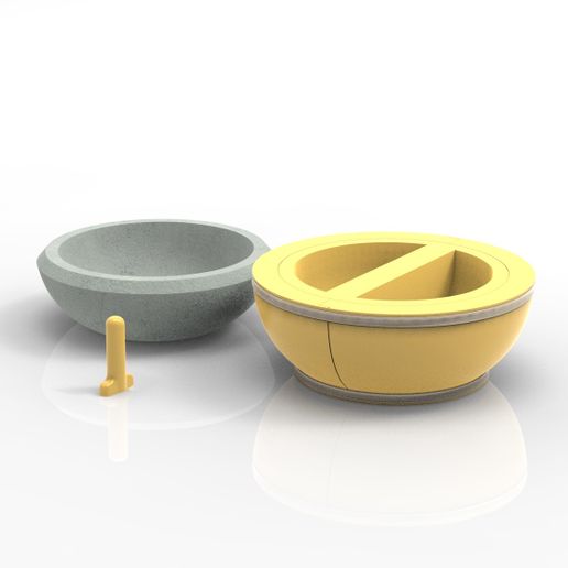 mould cement pots pot matera bowl plants nature design decoration deco decor industrial environment home courtyard office best sellers stl without brackets art gift bonsai plaster moulding mold circular 3D print model - Mito3D