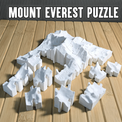mount everest 3d puzzle mont hill climb hiking mountain nepal china peak hike natur map earth miniature art free 3d print model - Mito3D