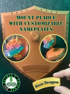 mount plaque customizable nameplate - personal dragon head crest 3d print model - Mito3D