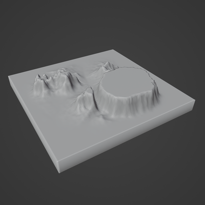 berg felsen landschaft stein schlucht wüste terrain alpin erosion natur umgebung schnee frühling sand wald boden 3d print model - Mito3D