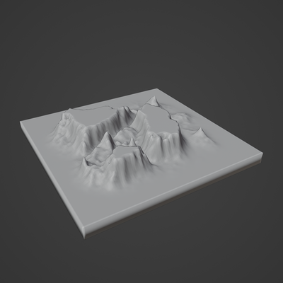 montagne roche paysage calcul canyon désert terrain alpin érosion nature environnement neige printemps sable forêt sol 3d print model - Mito3D