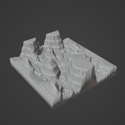 montagna roccia paesaggio calcolo canyon deserto terreno alpino erosione natura ambiente neve primavera sabbia foresta terra 3d print model - Mito3D