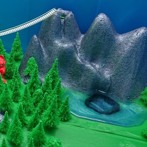 mountain fountain art communityprintoff cpo02 lasagnescape remix waterfall 3D print model - Mito3D