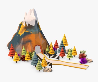 montanha poli natureza montanhas panorama geométrico floresta azul neve arvores aventura pôr sol polígono acampamento selvagem geometria triângulos céu árvore 3d print model - Mito3D