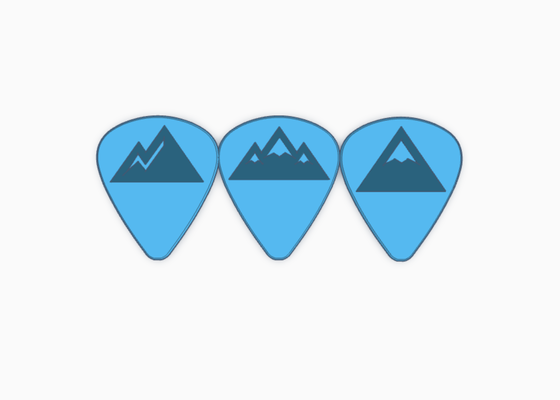 montagna scegliere impostato chitarra basso elettrico acustico strumento musica roccia classico pickcard gruppo musicale collezione carta 3d print model - Mito3D