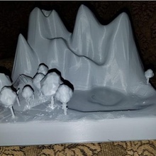 montagne de chutes d'eau la maison décor décoration diarama l'automne bureau l'eau chute 3d print model - Mito3D