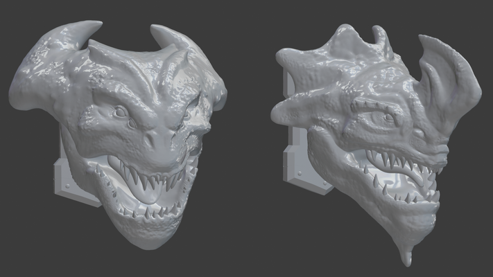 montado kaiju cabeças arte monstro esculpir bustos decoração 3d print model - Mito3D