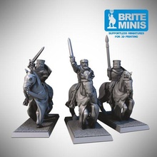 mounted knights easy print supportless - fdm resin game knight cavalry horse mount oldhammer warhammer medieval crusaders 3d print model - Mito3D