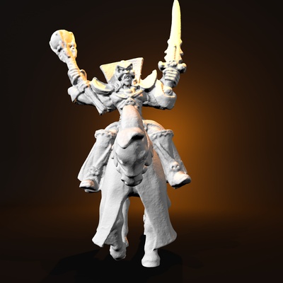 montado nigromante caballo juego warhamer guerra martillo antiguo mundo fragua vampiro jinete mago muerto muerte brujo 3d print model - Mito3D