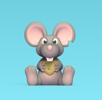 rato coração queijo arte fofa Diversão escultura animal brinquedo miniaturas desenho animado Toque decorativo 3d print model - Mito3D