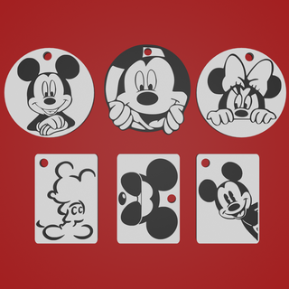 mouse keychain mickey circular rectangle keys house cartoon double color two colors easy printing 3d print model - Mito3D