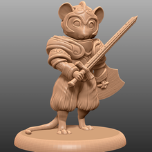 mouse knight - tabletop miniature game critical role cute dnd dungeons dragons fantasy gaming gloomhaven humanoid mini pathfinder rpg warhammer warrior toy 3d print model - Mito3D