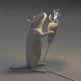 rato luminária selete animal arte luz engraçado tabela detalhes realista resina 3d modelo mobília lâmpada 3d print model - Mito3D