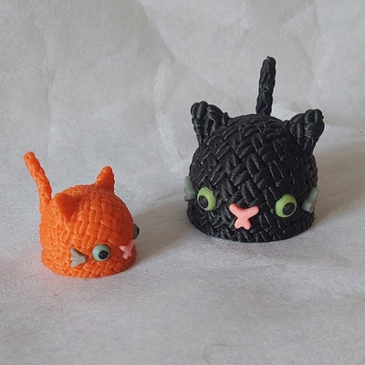 tímido gato crochê lã tricotado fofa criatura 3d impressão pronto stl partes amigurumi fdm impressora rato tricotar brinquedo toque futebol monstro 3d print model - Mito3D