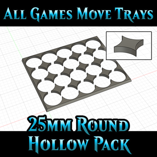 move trays - round 25mm infantry hollow pack Game 3d print model - Mito3D