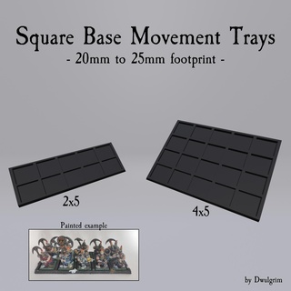 movement trays - 20mm square 25mm square footprint movement tray tray 20mm square base square base fantasy old world square  3d print model - Mito3D