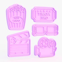 movie theme cookie cutter set 5 home ticket popcorn cinema 3d glasses camera stamp cookies cook cithen cutters 3d print model - Mito3D