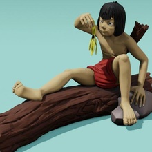 Mowgli selva livro Rudyard Kipling Lobos seeonee Disney desenhos arte brinquedo estatueta miniatura cinema escultura monumento 3d print model - Mito3D