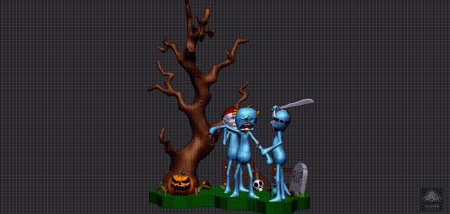 mr meeseeks cadılar bayramı karikatür oyuncak ürpertici komik şekil Sanat poli heykel kabak rick Morty 3d print model - Mito3D