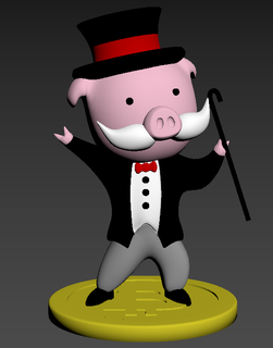 mr piggy monopoly pig cute gift figure tender hog game board 3d print model - Mito3D