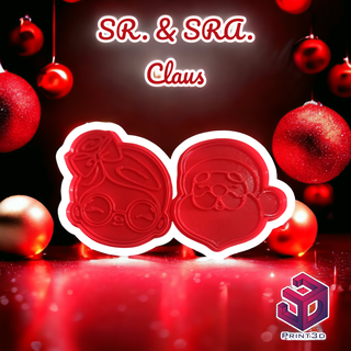 mr & mrs claus cookie cutter santaclaus sraclaus navidad christmast 3d print model - Mito3D