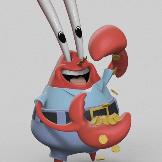 mr krabs art figuritas las miniaturas La impresión en 3d de juguete dibujos animados carácter juego héroe bob esponja patricio estrella calamardo gary el caracol plancton nintendo coleccionables 3D print model - Mito3D