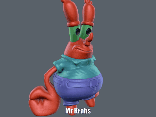 mr krabs fácil impressão montagem multicolorido bob esponja patrick estrela fofa bebê engraçado desenho animado animal figura adorável escultura suporte 3d print model - Mito3D