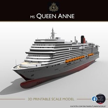 ms queen anne cunard cruise ship printable model hull waterline 3d print model - Mito3D
