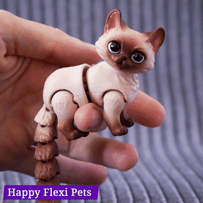 muffin mignonne articulé chat flexi jouet ragdoll siamois chaton agiter minou animal compagnie mammifère mascotte étoile figurine minuscule gato heureux animaux domestiques 3d print model - Mito3D