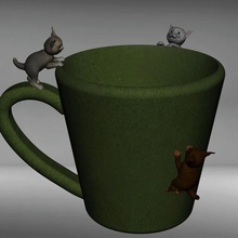 mug surrounded cats home animal kitchen cat cup sculpture design modeling statue collections creatures modelling stl 3d product characters digital3d zbrush keyshot 3d print model - Mito3D