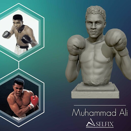 Muhammad Ali 3d modèle sculpture 3dmodel 3dprinter Muhammadali boxeur meilleur art sculptures 3D print model - Mito3D