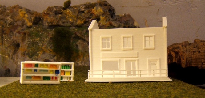 multi-storey building store diorama model railroading scale 1 160 3d print model - Mito3D