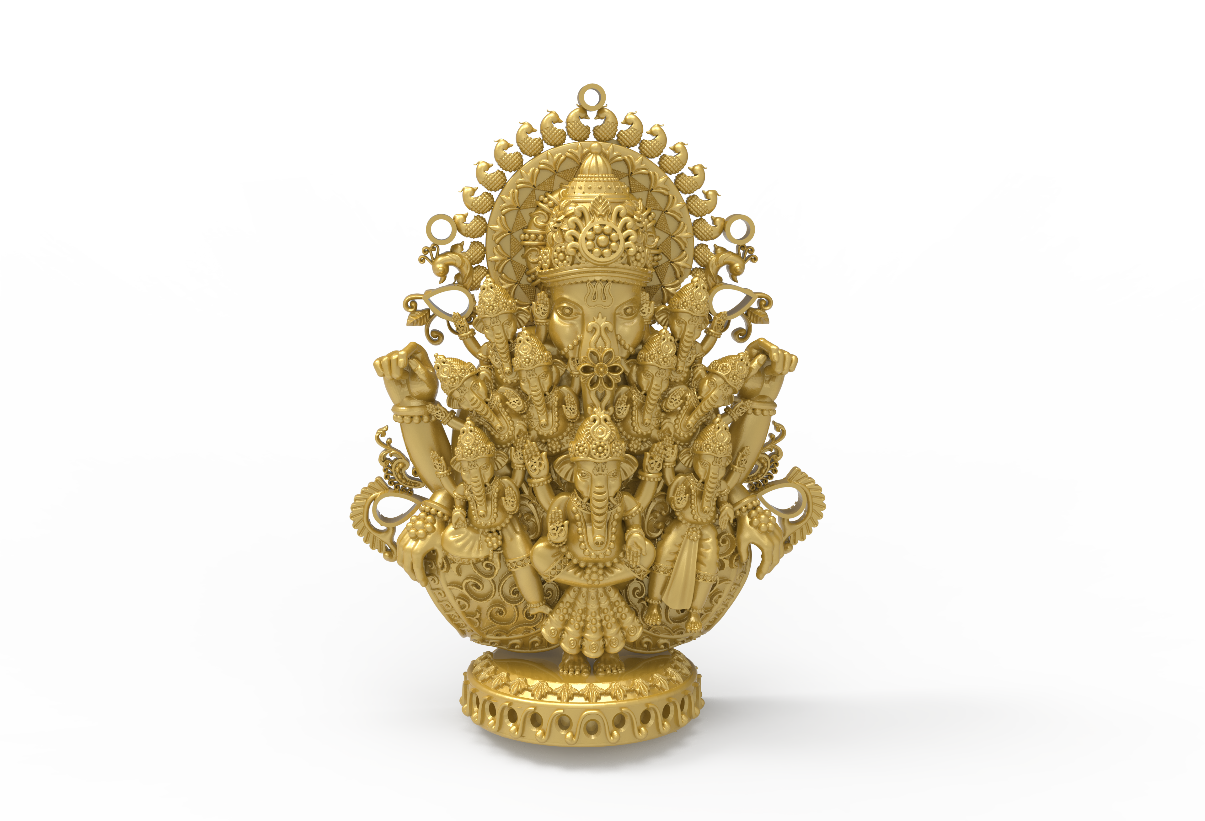 multi face ganesh 3d file head god ganesha pendant cad stl ganapati jewelry 3D print model - Mito3D