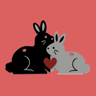 multicolor bunny couple keychainsan valentin keychain 3d print model - Mito3D