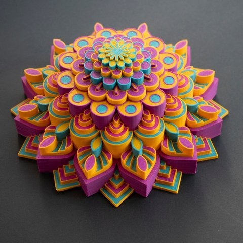 multi-cor mandala ferramenta A impressão 3d yoga espirituais geometria sagrada palette2 natureza multicolor mosaico de paleta 2 o hinduísmo geométricas flores floral fillamentum budismo 3D print model - Mito3D