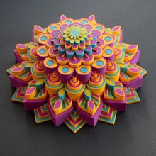 multi-color mandala tool 3d printing yoga spiritual sacred geometry palette2 nature multicolor mosaic palette 2 hinduism geometric flowers floral fillamentum buddhism 3d print model - Mito3D