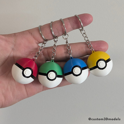 multicolor pokeball keychain jewelry mini pokemon customizable 3d print model - Mito3D