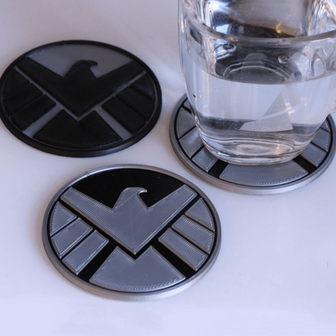 multi-colore scudo coaster casa avengers fumetti drink la marvel agenti shield logo universo supereroe 3D print model - Mito3D