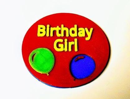 multicolored happy birthday button magnetic back balloon boy girl cameron drcameron accessories 3d print model - Mito3D