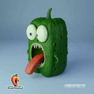 mastigar pepino doce gritos cozinha miniatura gritando monstro arte boneca personagem fofa choro grito 3d print model - Mito3D